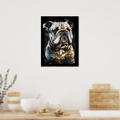 Bulldog Portrait toile abstraite Impression (Cuisine)