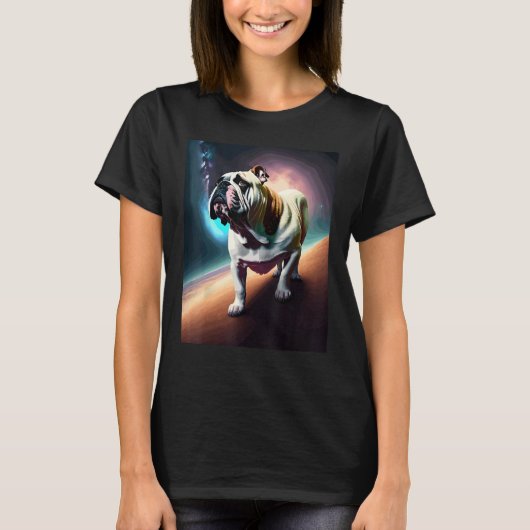 Bulldog print Modieus Grappig cadeau T-shirt (Voorkant)