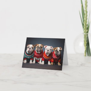 Bulldog Puppies Kerst Kaart