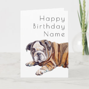 Bulldog Puppy Deco Verjaardag Kaart