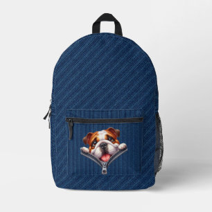 Bulldog puppy denim doek bedrukte rugzak