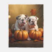 Bulldog Puppy Herfst Delight Pompoen Fleece Deken (Voorkant)