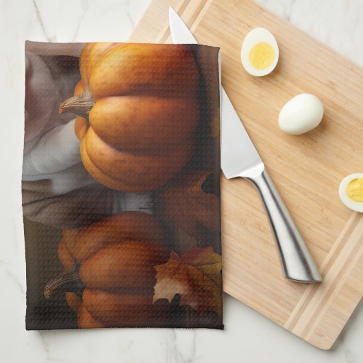 Bulldog Puppy Herfst Delight Pompoen Theedoek (Quarter Fold)