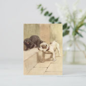 Bulldog Puppy Illustratie Briefkaart (Staand voorkant)