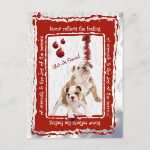Bulldog Puppy Laat Het Sneeuwen #2 Groeten Briefka Feestdagenkaart