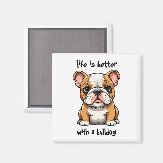 Bulldog Puppy Magneet (Voorkant / Achterkant)
