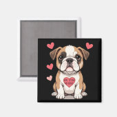 Bulldog Puppy met een oprechte boodschap Magneet (Voorkant / Achterkant)