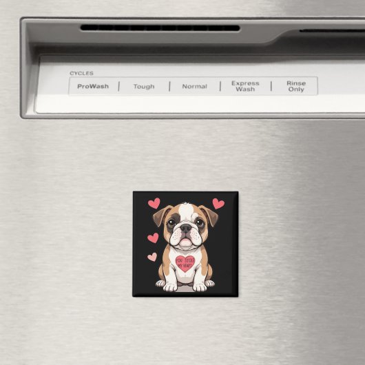 Bulldog Puppy met een oprechte boodschap Magneet (Insitu (Vaatwasser))