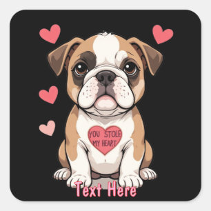 Bulldog Puppy met een oprechte boodschap Vierkante Sticker