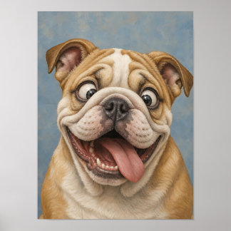 Bulldog Puppy Muur Kunst — Grappig Schilderachtig Poster