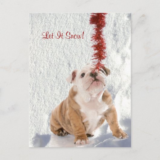 Bulldog Puppy Qu'Il Neige #2 Salutation de vacance (Devant)