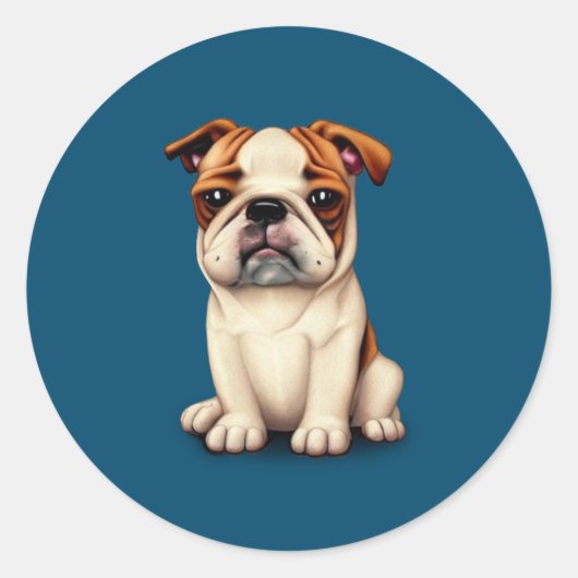 Bulldog Puppy Ronde Sticker (Voorkant)