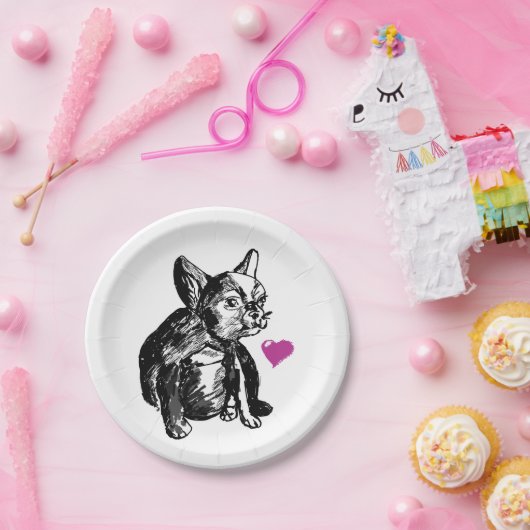 Bulldog Puppy Sketch Custom Paper Bord 7 in (Feest)