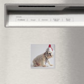 Bulldog Puppy Wearing Santa Hat Magneet (Insitu (Vaatwasser))
