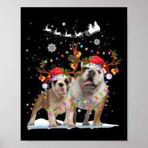 Bulldog Reindekerstkerstman met kerstmis met kerst Poster