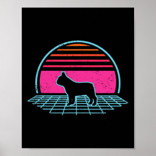 Bulldog Retro 80s Stijl Hondenliefhebber Gift Poster