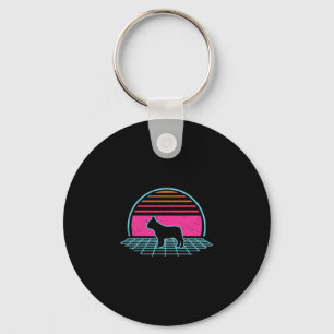 Bulldog Retro  80s Stijl Hondenliefhebber Gift Sleutelhanger