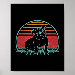Bulldog Retro Hondenliefhebber  jaren 80 Stijl Poster