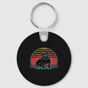 Bulldog Retro Hondenliefhebber jaren 80 Stijl Sleutelhanger