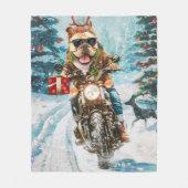 Bulldog rijden motorfiets kerst fleece deken (Voorkant)