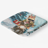 Bulldog rijden motorfiets kerst papieren bordje (Gebogen)