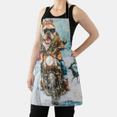 Bulldog rijden motorfiets kerst schort (Insitu)