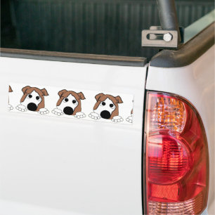 bulldog rode en witte piekende cartoon bumpersticker