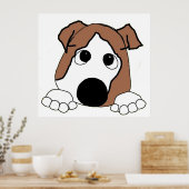 bulldog rode en witte piekende cartoon poster (Keuken)