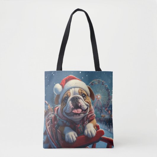 Bulldog Roller Onderzetter Kerst Draagtas (Voorkant)