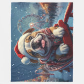 Bulldog Roller Onderzetter Kerst Fleece Deken (Voorkant)