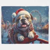 Bulldog Roller Onderzetter Kerst Fleece Deken (Voorkant (Horizontaal))
