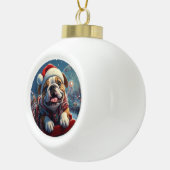 Bulldog Roller Onderzetter Kerst Keramische Bal Ornament (Rechts)