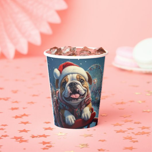 Bulldog Roller Onderzetter Kerst Papieren Bekers (Insitu)