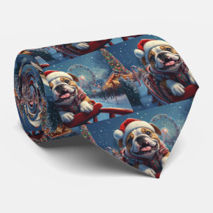 Bulldog Roller Onderzetter Kerst Stropdas
