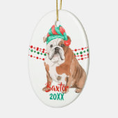 Bulldog Santa Hat Holiday String Beads Keramisch Ornament (Links)