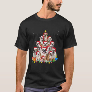 Bulldog Santa kerstboom verlichting jongens meisje T-shirt