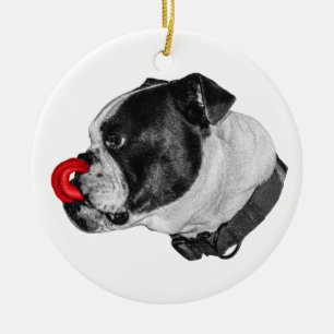 Bulldog Scarlet Tongue Charm Keramisch Ornament