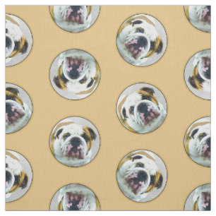 Bulldog Schilderen Rood en Wit Engels Pet Dog Art Stof