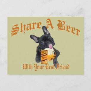 Bulldog Shares a Beer Briefkaart