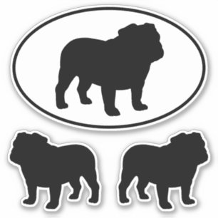 Bulldog Silhouetten Cool Dog Vinyl Sticker Set