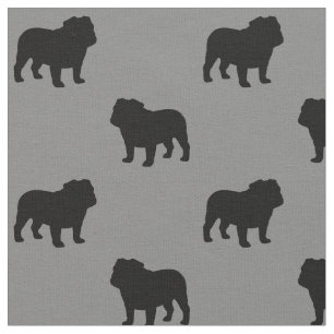 Bulldog Silhouettes Pattern   Hondenras grijs Stof