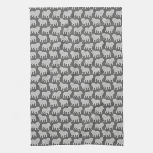 Bulldog Silhouettes Pattern Theedoek (Verticaal)