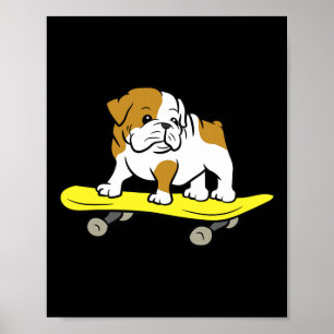 Bulldog Skateboarden Hond Skater Bulldog Poster