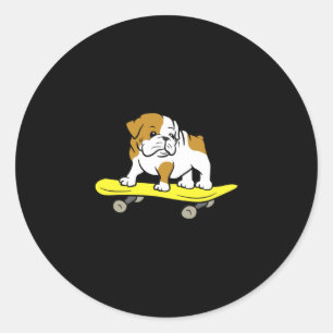 Bulldog Skateboarden Hond Skater Bulldog Ronde Sticker