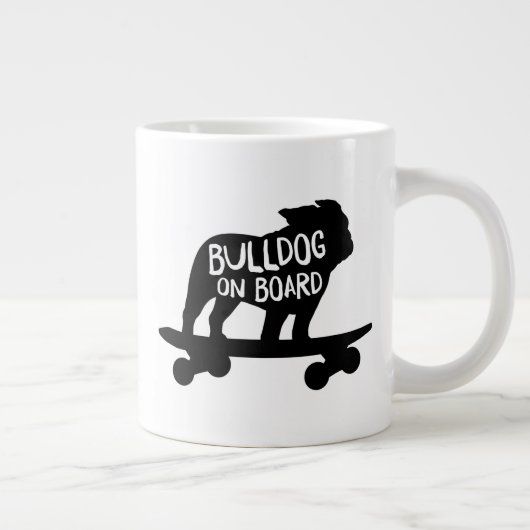 Bulldog | Skateboarding Dog Silhouette Extra Grote Beker (Rechts)