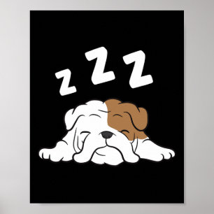 Bulldog Sleeping Bulldog Pyjama Fun Bulldog Poster