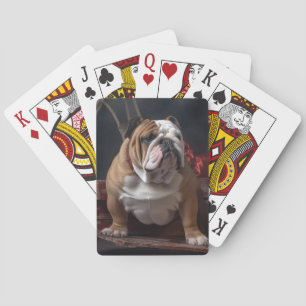 Bulldog Sneeuw Slede Kerst Decoratie Pokerkaarten