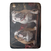 Bulldog Snowy Sleigh Kerst Decor Badmat (Voorkant Verticaal)
