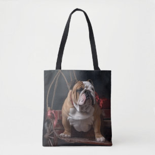 Bulldog Snowy Sleigh Kerst Decor Draagtas