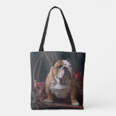 Bulldog Snowy Sleigh Kerst Decor Draagtas (Achterkant)